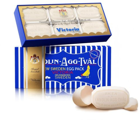 VICTORIA Lanolin Agg Tval Äggvit ansiktstvål presentset för kvinnor, mild ansiktsvårdsrengöring, djup porrengörare för pormaskar och oljekontroll, 6 x 1,7 uns (50 g x 6)