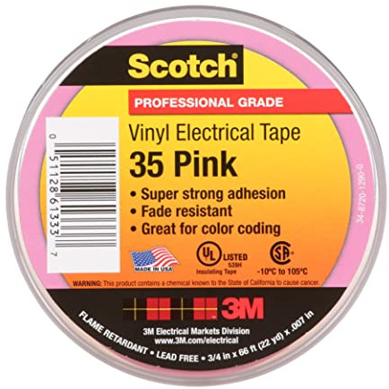 Scotch Professional Grade 35 - Cinta de vinilo (19 mm x 20,1 m x 0,177 mm), color rosa