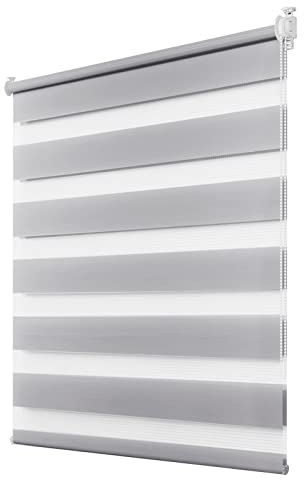 Deswell Doppelrollo Klemmfix ohne Bohren Grau B45 x H120 cm (Stoffbreite 41cm) Rollos für Fenster ohne Bohren für Fenster mit Lichtdurchlässig & Verdunkelnd/Höhe Stufenlos Verstellbar