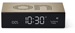 Lexon Flip Premium Reversible Rechargeable Alarm Clock LCD Display Electroluminescent Aluminium (Gold) Small