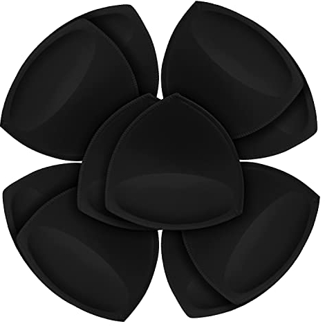 SKENGWEL 5 pairs Women's Triangle Bra Pads Inserts Removable Push Up Sports Bra Cups Replacements For Bikini Top Swimsuit (Triangle 5 Pairs Black C/D)