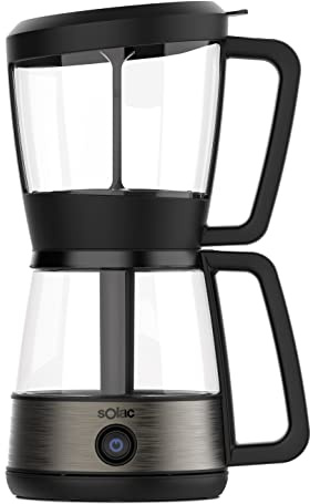 SOLAC SIPHON BREWER 3-in-1 Vacuum Coffee Maker, Tea Brewer & Water Boiler, Brushed Stainless Steel and Black, 30 oz