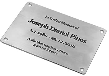 Personalisierbares Gedenktafel aus Aluminium, 2 mm, mittelgroß, 15 cm breit x 10 cm hoch