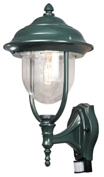 LED Außenwandleuchte Grün im Landhausstil mit Bewegungsmelder, Höhe 48cm
