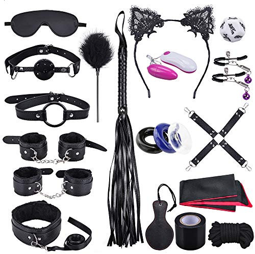 Qoosea 18 Stück SM Bondage Set Bondageset Extrem Sex, BDSM Fesseln Sex Set für Paare, Erotikspielzeug SM Sexspielzeug mit Handschellen Knöchelmaske für Anfänger und Erfahr