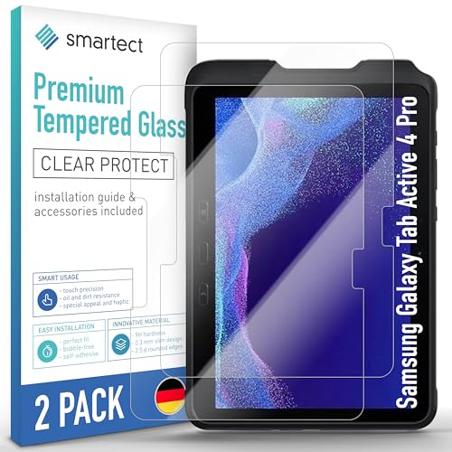 smartect Schutzglas 2 Stück für Samsung Galaxy Tab Active 4 Pro | HD Panzerfolie Anti-Kratzer, Displayschutz 0.3 mm Ultra-klar, 9H Härte, Stoßfest, Blasenfrei