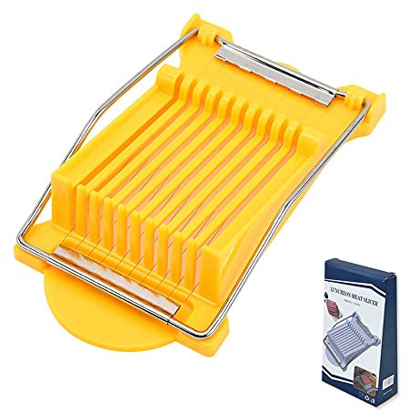 FUYTERY Luncheon Meat Slicer Stainless Steel Multipurpose Cutter Ham Boiled Egg Cheese Fruit Cutting (Yellow)