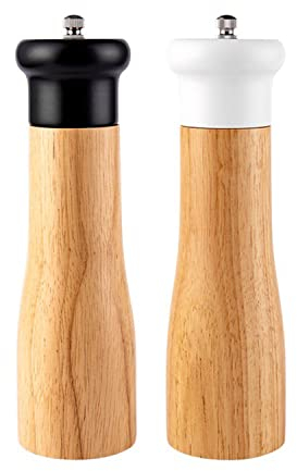 Salz und Pfeffermühlen Set Hoher Streuer Langlebige Massivholz Pfeffermühle Nachfüllbar mit Keramikmahlung (22 X 6 cm)