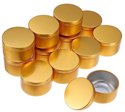 EXCEART 12 Piezas Tarro De Vela Jarras De Vidrio Oro Latas De Velas Vacias Contenedor Vela Mini Dulces Vela Pequeña Joyas Alimento Lata De Cafe Portátil Viajar Aluminio