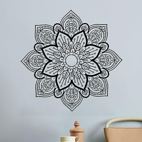 Resama Großes Metall Rundes Mandala Wanddekor, Einzigartige Lotusblume Wanddekoration für Wohnzimmer Schlafzimmer Badezimmer Korridor Haus Zimmer und Büro Dekoration
