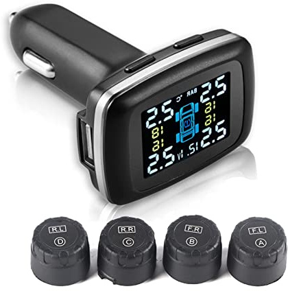 Auto TPMS Reifendruckkontrollsystem Zigarettenanzünder mit 4 Externen Sensoren Reifendruckkontrollsystem