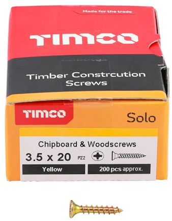 200 Pcs Box of Wood Screws Double Countersunk General Purpose (3.5mm x 20mm)