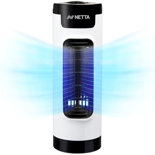 NETTA 14 Inch Mini Tower Fan with Oscillating Function - 3 Speed Settings, Quiet Operation, 65° Oscillation - 1.2kg Lightweight Compact Cooling Desk Fan for Homes, Offices and Bedrooms - White