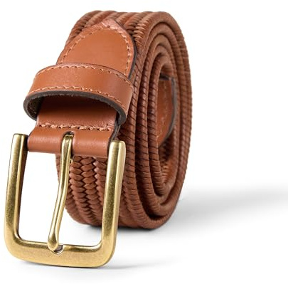 Amazon Essentials Men's Tubular Stretch Weave Belt, Tan, 36