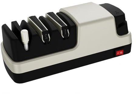Aiguiseur Couteaux Electriques 4 en 1 Aiguiseur Couteaux Professionnel Avec Des Abrasifs 100% Diamantés Et Des Guides D'angle De Précision. Aiguiseur Couteau Electrique,Silver
