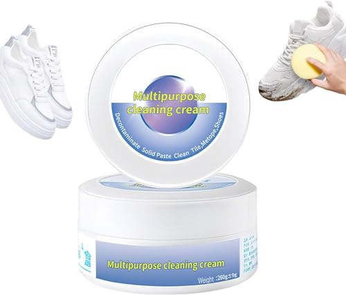 Promptanda Reinigungscreme, Promptandia Schuhreiniger, weiße Schuhe Reinigungscreme, multifunktionale Reinigungs- und Fleckenentfernungscreme, weiße Schuhreinigungscreme mit Schwamm (1 Stück)