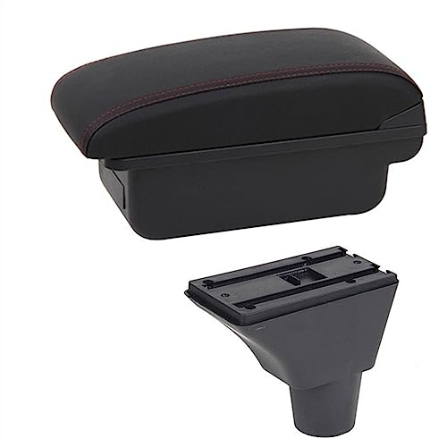 JHVVBFWF Autopartes para Seat para Ibiza 6j para Ibiza 6L Caja De Reposabrazos Contenido De Tienda Central Decoración De Estilo De Coche con Portavasos USB Apoyabrazos para Coche(Color:B1 Red Line)