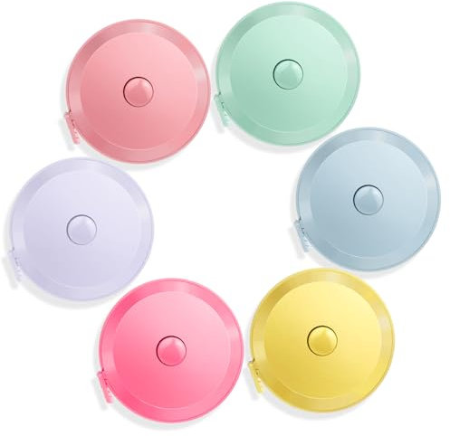 6 Stück Einziehbares Maßband Körper150CM Massband Körper Schneidermaßband Measuring Tape zum Messen von Länge, Brust, Taille usw, für Körpermaße zum Nähen von Schneidern, Basteltuch, 6 Farben