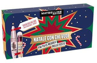 Maybelline New York Geschenkbox, mit Concealer und Volumenmascara, Kollektion Weihnachten mit wem Sie wollen 2024, Mascara Sensationelle Wimpern Intense Black, Concealer löscht Alter Farbtöne: 01