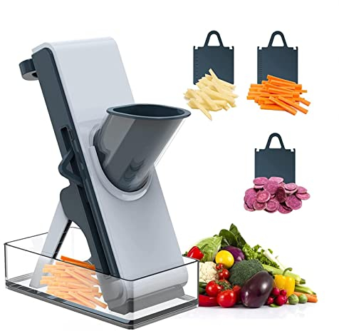 CVNIMV Mandolines Slicers, for Potatoes,Vegetable,Meat,Onions Veggie Slicer, Mandoline Safe Slicer with Container, Thickness Adjuster Multi Blades