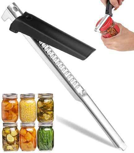 Bixury Abrelatas Manual Abridor de Latas, Abrelatas Ajustable Para Manos Débiles, Abrelatas Profesional con Mango Antideslizante de Torneado Ergonómica, Abrelatas Multi de Acero Inoxidable