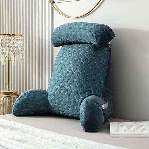 Kongdson Lesekissen für Bett, weiches großes Rückenstützkissen mit Armen, tragbare Rückenlehne, abnehmbares Nackenstützkissen zum Lesen, Entspannen, Fernsehen, Spielen, waschbar (grün)