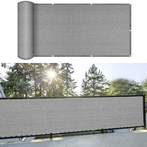 Balkonverkleidung Balkonabdeckung 115 x 150 cm Wetterbeständiges Und Pflegeleichtes HDPE Balkonverkleidung Balkonabdeckung mit Kabelbinder für Balkon Und Terrasse, Grau