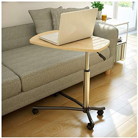 OWOHYG Überbetttisch Überbetttisch Rollen Nachttisch C-förmiger Sockel Laptop-Schreibtisch Home-Office-Sofa-Beistelltische Tage Überbetttisch, höhenverstellbar Mobiler Stehpult,(Log Color)