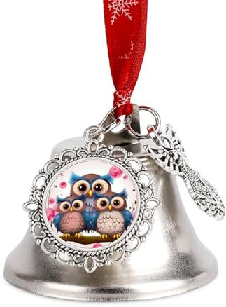 Niedliche Eulen-Glocke, Flügelglocke, Weihnachtsglocke, Ornament, Metall, Weihnachtsbaumdekoration, Glocken für drinnen und draußen, dekorative hängende Schlittenglocke für Urlaub, Party-Dekoration