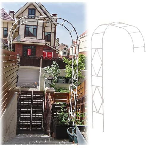 Arche de jardin en métal blanc pour plantes grimpantes 2,4 m de haut pour décoration de pelouse, fête, mariage 120 cm