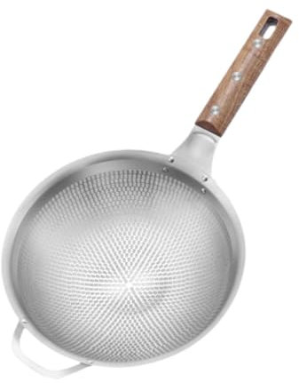LOVIVER Cuchara espumadera, cucharón, colador resistente para freír alimentos, colador de cocina con mango, colador para freír, cuchara de acero inoxidable, Pequeño 44cmx22.8cm
