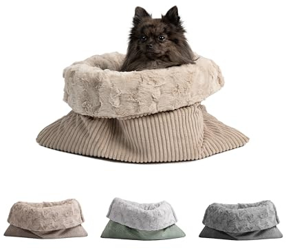 HS-Hundebett® Schlupfsack Cord-Exklusiv – Vielseitige Kuschelhöhle für Hunde und Katzen – Waschbar – Made in DE (Beige/Sand, 60x75 cm)