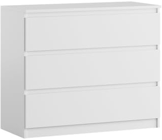 YUMEBLY 3-Schubladen-Kommode | Weiß 90 cm Ideal für Schlafzimmer, Wohnzimmer, Kinderzimmer und Büro | Geräumige Kommode | Modernes Design | 90 x 75 x 40 cm