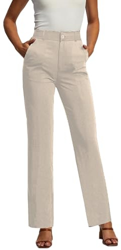femiss Pantalon noir à jambe droite pour femmes, taille haute, travail quotidien, formel, bureau, filles, adolescents, pantalon d'école régulier