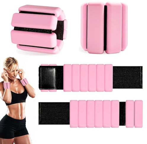 Adjustable Wrist Weights Ankle Weights for Women and Men - Set of 2 (1lb Each), Arm Ankle Weight for Strength Training, Pilates, Cardio, Running, Swimming, Yoga, Dance, Walking-Pink