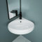 Durovin Badezimmerwaschbecken aus Keramik, Eckwaschbecken für Garderobe, Badezimmer, runde Form, Waschschüssel (400 x 380 x 145 mm)