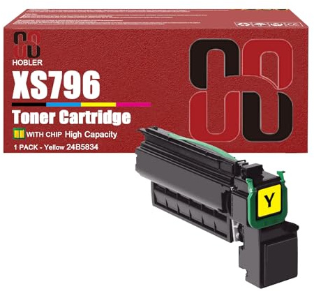 XS796 Toner Cartridges Compatible for Lexmark 24B5835 24B5832 24B5833 24B5834 Toner Cartridge Work for Lexmark XS796de XS796dte Printers 1 Yellow