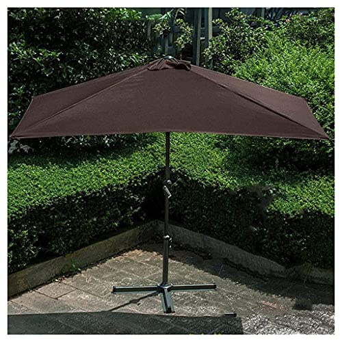CLSDRZC Small 250cm Waterproof Polyester Fabric Garden Triangle Base, Half Parasol for Lawn Deck Patio Balcony，Red