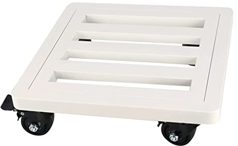 Chariot à Plantes Robuste avec roulettes, carré Blanc de 40 cm, Chariot de Transport pour Pots de Fleurs en Fer, Chariot Portable pour Pots de Fleurs et soucoupes pour Une mobilité aisée