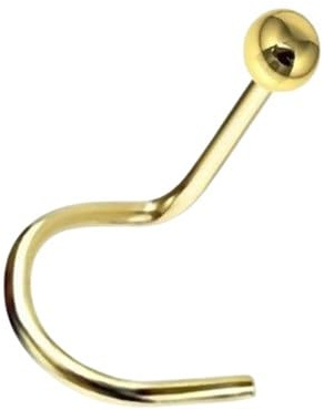 Generisch I Nasenstecker Piercing I Spiralform I Echt 585 Massiv Gold I 0,8 x 6 mm I Kugel 1,5 mm I 46028-6 I