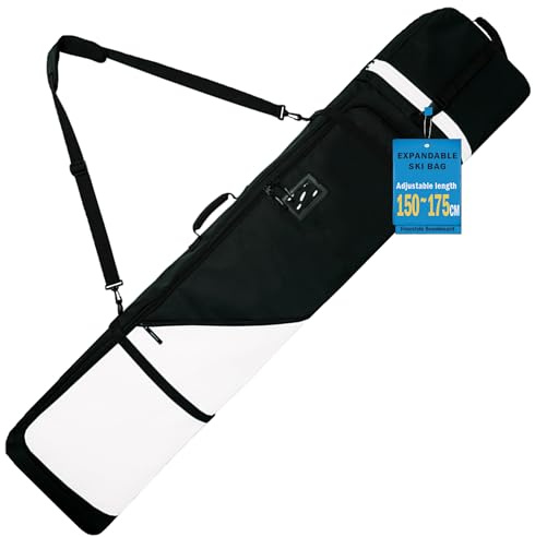 AUMTISC Snowboardväska, snowboardväska, vadderad, robust skidväska med vattentätt foder, justerbara axelremmar, lämplig för 155 cm–180 cm snowboards, svart/blå (2948-svart)