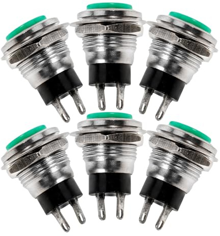OUNONA Interruttore a Pulsante Breve Piccolo Rotondo 2 Pin Auto-Reset 6 Pezzi per Sostituzione Interruttori Elettrici Auto