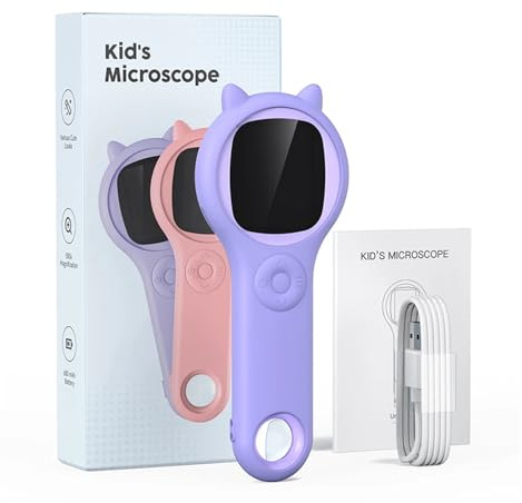 Barnmikroskop Bärbar handhållen förstoringsapparat Digitalt mikroskop for barn Utbildningsvetenskap Leksaker Jul Födelsedagspresenter(Purple)