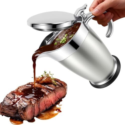 Saucière Inox 304, Verseuse à Sauce Double Paroi avec Bec Anti-Gouttes - Capacité 750ml pour Garder Sauces Chaudes ou Froides - Idéale pour Repas Familiaux, Buffets et Cuisine Quotidienne