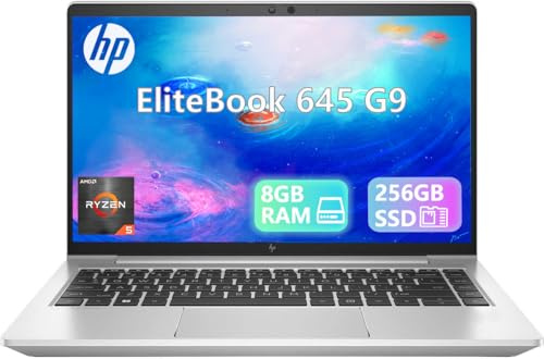 HP EliteBook 645 G9 Ordinateur Portable Professionnel 14 Pouces FHD (1920 x 1080), AMD Ryzen 5 Pro 5675U, 8 Go de RAM, SSD de 256 Go, Clavier US QWERTY, Windows 11 Pro (Reconditionné)
