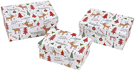 itsisa Geschenkkarton Elch 3er Set - Geschenkschachtel, Geschenkverpackung Weihnachten