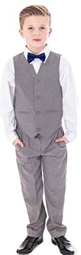 Vivaki 4pc Grey Suit with Navy Bow tie (8/9 Years)