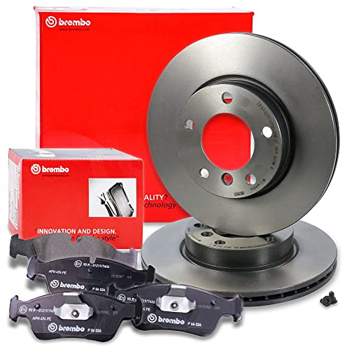 BREMBO Coated Disc Line Bremsenset Vorderachse inkl. Bremsscheiben Vorne Ø 286 mm Belüftet und Bremsbeläge Vorne Kompatibel mit BMW 3er (E36) (E46), Z3 (E36), Z4 Roadster (E85)