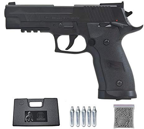 Borner Z122 | Pack Pistola de balines (perdigones Bolas de Acero BB's). Arma de Aire comprimido CO2 Calibre 4,5mm 3J
