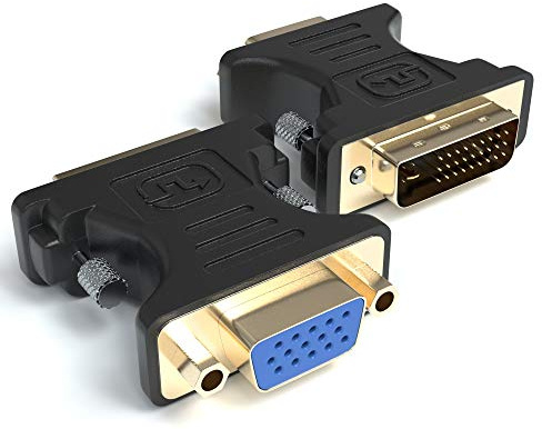 JAMEGA – DVI auf VGA Adapter 2er Pack Full HD 1080p DVI-I 24+5 Stecker zu VGA Buchse Digital auf Analog Adapter Kabel Konverter für Grafikkarten, Beamer, Monitore, Gaming, PC, TV, Laptop UVM.